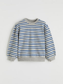 Bisiklet Yaka ?izgili Erkek ?ocuk Sweatshirt