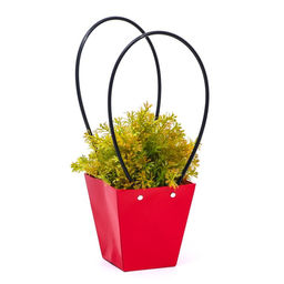 Цена за 10 шт. Сумка для цветов Красная, влагостойкая, 12 x 12 - 8 x 8 - 12,5 см - UPAK LAND фото 2