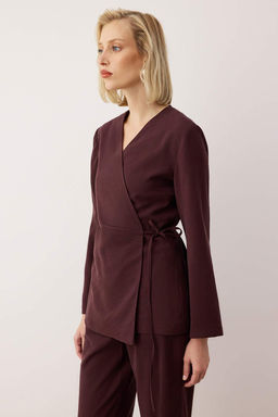 EXCLUSIVE Ozel Koleksiyon Murdum Yumusak Tuseli Kruvaze Dokuma Bluz TWOAW26BZ00265 - Trendyolmilla фото 3