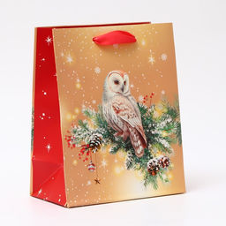 Пакет подарочный новогодний ламинированный «Совушка», 18×22.3×10 см