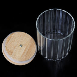 Банка для сыпучих бамбуковая крышка рифленая 500 мл 90/100 мм /LCSC4103 /уп120/ - ГалеонТрейд фото 2