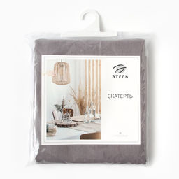 Скатерть «Этель» ECO, 136×300 см, 70% хлопок, 30% лён, 190 г/м², серая
