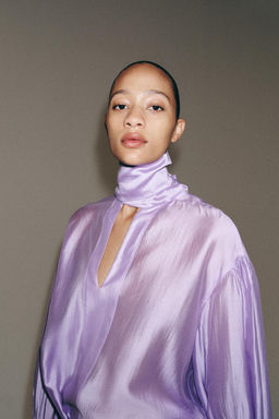CAMISA SATINADA LAZADAS ZW COLLECTION / Morado