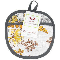 Прихватка с запахом 19х19см Жозефина, вид 2, форма Яблоко, рогожка 171г/м2, хлопок 100%, наполнитель - ватин 280г/м2, на пластмассовом подвесе, Домашняя мода (Россия)  фото 4