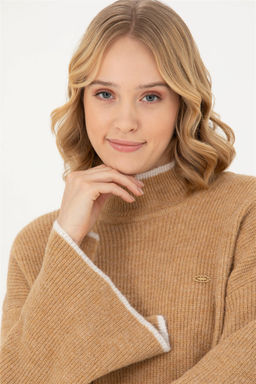 Женский свитер с высоким воротником песочного цвета - U.s. polo assn фото 2
