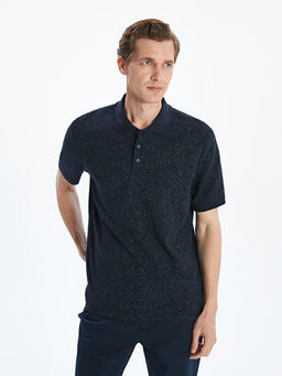 Polo Yaka K?sa Kollu Desenli Erkek Ti??rt