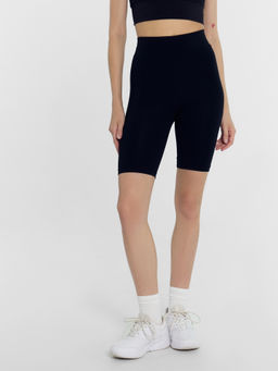 Шорты-велосипедки женские с высокой талией в желтом оттенке