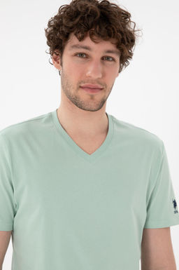Erkek Regular Fit V Yaka Su Ye_ili Basic Ti__rt Sepette S_rpriz _ndirim - U.s. polo assn фото 3