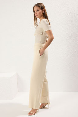 TRENDYOLMILLA Siyah Onu Duz Arkas? Lastikli Straight/Duz Kesim Yuksek Bel Orme Pantolon TWOSS25PL00053 фото 9