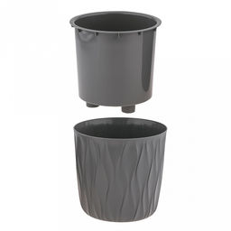 Горшок для цветов пластмассовый Desert 2,3л, д15,7см, h15,2см, дренажная вставка, серый (Россия) - Домашняя мода фото 3