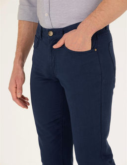 Lacivert Slim Fit Keten Kar___ml_ Kanvas Pantolon - Pierre cardin фото 5