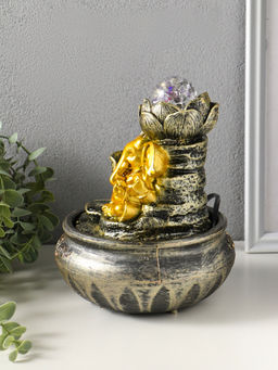 Фонтан настольный с подсветкой «Ганеша у цветущим лотосом», 16×16×23 см