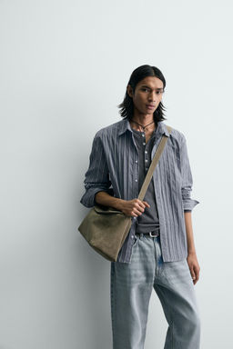 CAMISA RELAXED FIT JACQUARD RAYAS / Azul - Zara фото 6