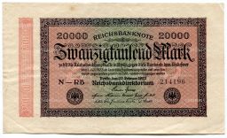 Банкнота 20000 марок 1923 года Германия