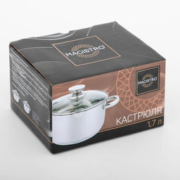 Кастрюля Magistro Tefida, 1.7 л, крышка-дуршлаг, носик для слива, капсульное дно, индукция, нержавеющая сталь