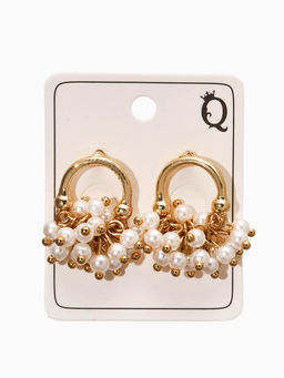 Серьги жемчуг «Виноград», белые в золоте