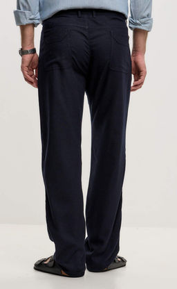 Брюки лен F511-0851 navy