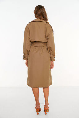 Trendyolmilla Haki Kemerli Ruzgarl?k Detayl? Su Itici Uzun Trenckot TWOSS21TR0005  фото 37