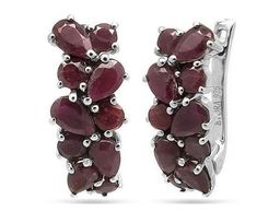 Серьги из серебра рубин корунд, Арабеска