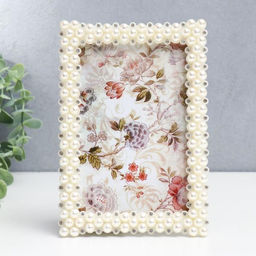 Фоторамка для фото 10×15 см «Жемчуг и стразы», пластик, прямые углы, 17.5×12.5 см