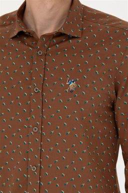 Мужская рубашка светло-хаки с длинным рукавом - U.s. polo assn фото 7