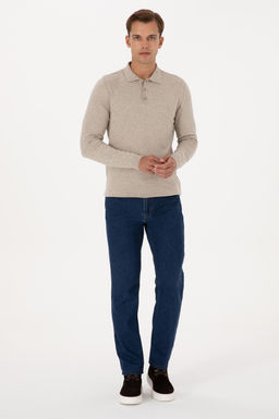Erkek Slim Fit Polo Yaka Ta_ Melanj Basic Kazak