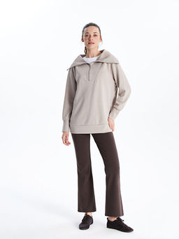 Dik Yaka Oversize Kad?n Sweatshirt Tunik