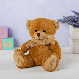 Мягкая игрушка Мишка, в вязаном шарфике, МИКС