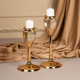 Подсвечник металлический «Безмятежность», стекло, на 1 свечу, цвет золото, 11×11×21 см