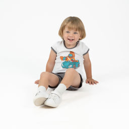 Костюм детский белый/серый корги в авто 7059п (80, 52)