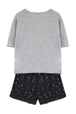 Trendyolmilla Gri Melanj Galaksi Desenli Baby Overlok Detayl? Sortlu Orme Pijama Tak?m? THMSS24PT00203 фото 27