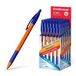 Цена за 50 шт. Ручка шариковая автоматическая ErichKrause R-301 Matic&Grip Orange 0.7, цвет чернил синий (в коробке по 50 шт.)