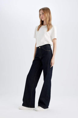 Прямые длинные джинсовые брюки с высокой талией - Defacto фото 3