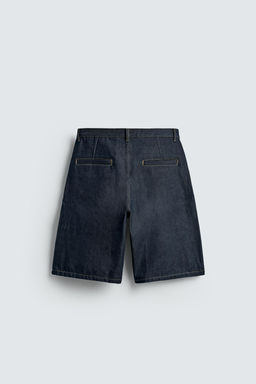 PLEATED RELAXED FIT DENIM BERMUDA SHORTS - Zara фото 7