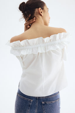 Blusa off-the-shoulder con escote de volante - H&m фото 5
