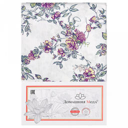 "Сиреневый букет К" Скатерть 220х145см, длина стола до 180см, на 8-10 персон, хлопок "Премиум" 186г/м2, "Домашняя мода" (Россия)