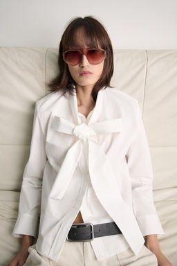 BOW BLOUSE ZW COLLECTION - Zara фото 4