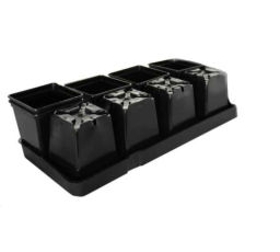 Набор горшков для рассады 8шт*0,25л на поддоне черный *27