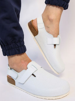 12 | Brankos Мужские медицинские сабо кожаные (белый перфорация) - Milka shoes&more фото 4