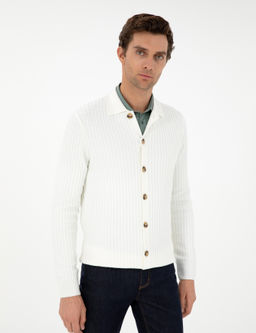 Трикотажный кардиган стандартного кроя цвета экрю - Cacharel фото 3