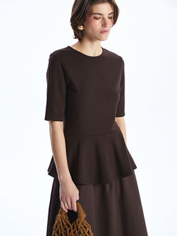 Bisiklet Yaka Peplum Bluz