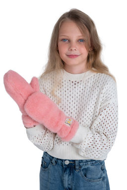 Варежки детские меховые ваниль - Woollamb фото 23