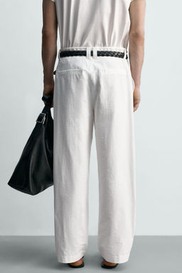 PANTAL?N WIDE FIT PLIEGUES / Blanco - Zara фото 3