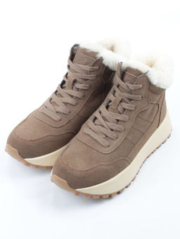 04-PAML08-2Z BROWN Ботинки зимние женские (натуральная замша, 100% шерсть, натуральный мех)