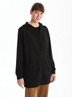 Kap??onlu Oversize Kad?n Fermuarl? Sweatshirt