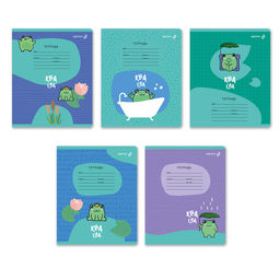 Светоч Т74 Тетрадь ученическая школьная A5 12 л. на скобе 65 г/кв.м , белизна 100 % 25 шт. клетка 01402 Лягушонок