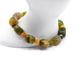 Браслет из агата тонированного прямоугольник 9*12мм цв.желто-зеленый