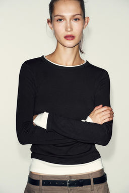 DOUBLE CONTRAST T-SHIRT - Zara фото 9
