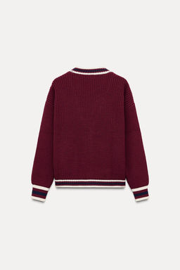 KNIT CARDIGAN WITH TRIM - Zara фото 5