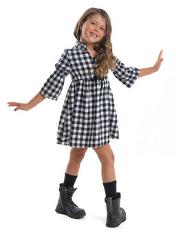 Платье для девочки клетка нарядная детская одежда малышам UD 7877 черная клетка - Mini maxi фото 5